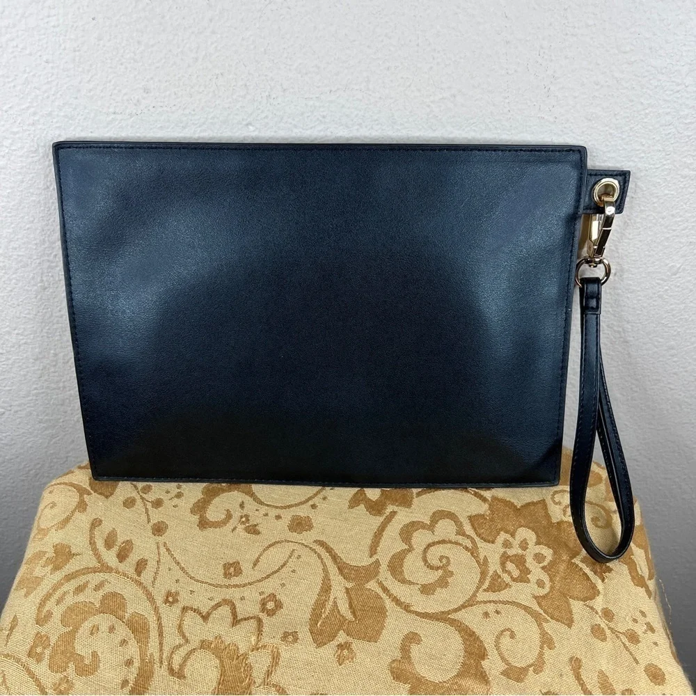 Mossimo Black Faux Leather Wristlet Clutch Purse Bag Handbag Mesh
